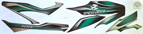 Bajaj Discover 100 Black Bike - Green Sticker — DISCOVER sticker Sri Lanka